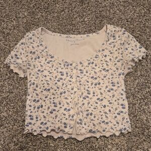 Aeropostale Blue Floral Crop Top